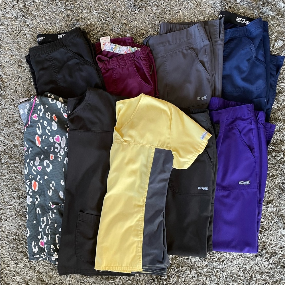 Nursing scrubs- 6 pants, 3 shirts